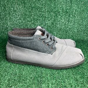 Toms Canvas Gray Lined Lace Up Mens Boots Shoes Size 14 M